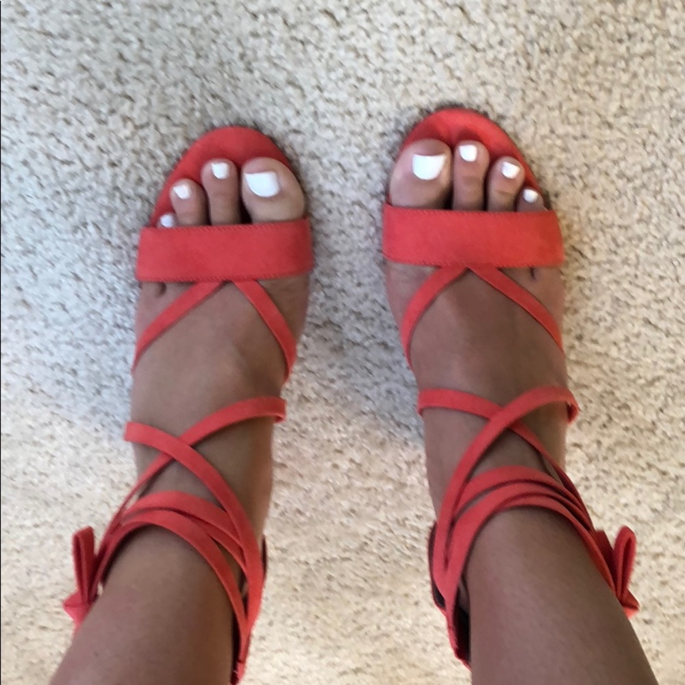 Coral strapy heels